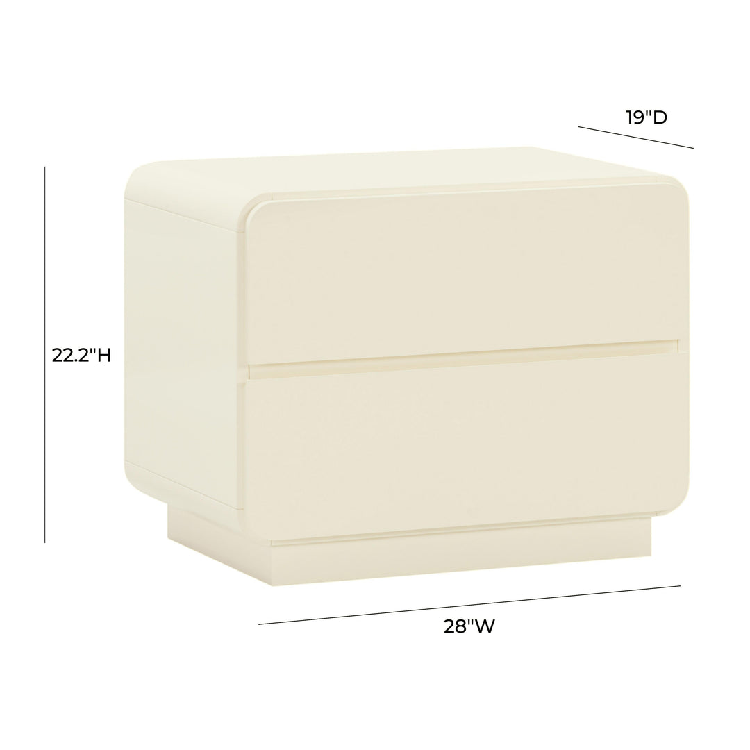 Sagura 28" Cream 2-Drawer Nightstand