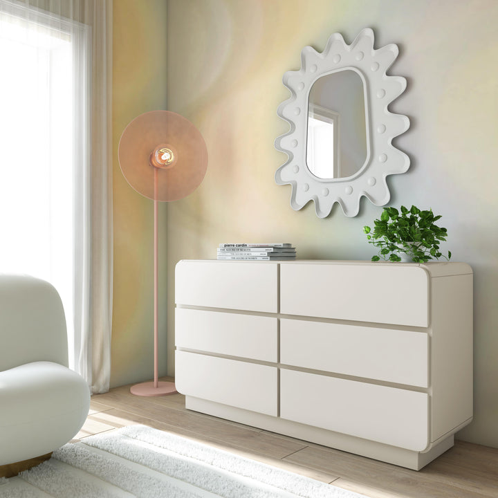 Sagura 56" Cream 6-Drawer Dresser