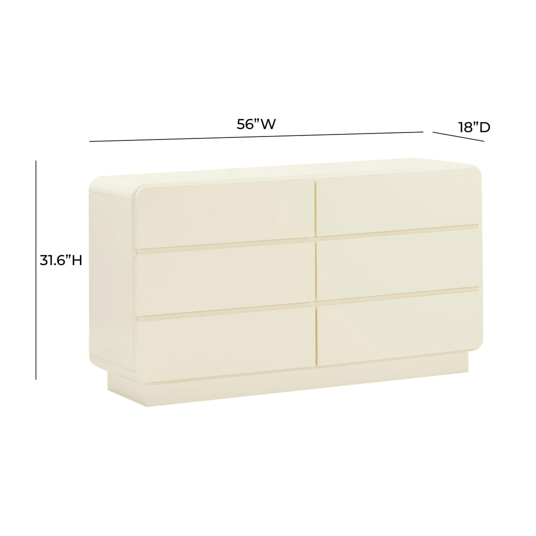 Sagura 56" Cream 6-Drawer Dresser