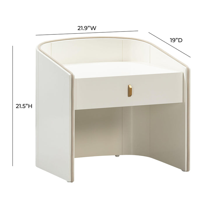 Collins 22" Cream Lacquer Nightstand With Drawer