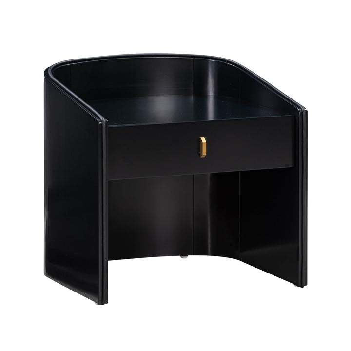Collins 22" Black Lacquer Nightstand With Drawer