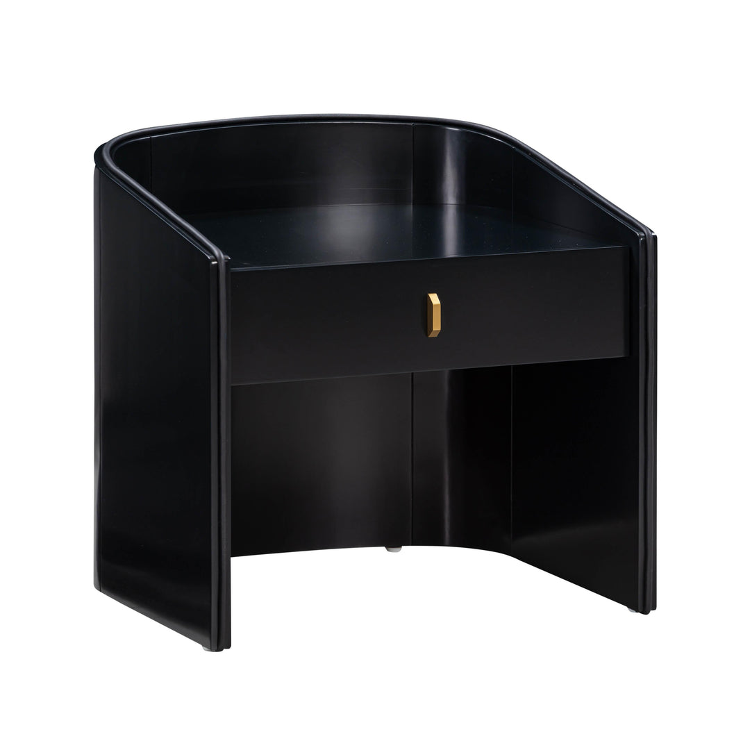 Collins 22" Black Lacquer Nightstand With Drawer