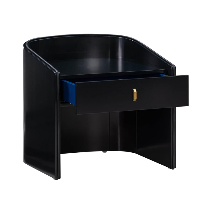 Collins 22" Black Lacquer Nightstand With Drawer