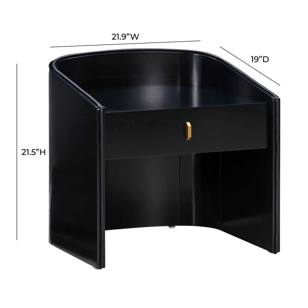 Collins 22" Black Lacquer Nightstand With Drawer