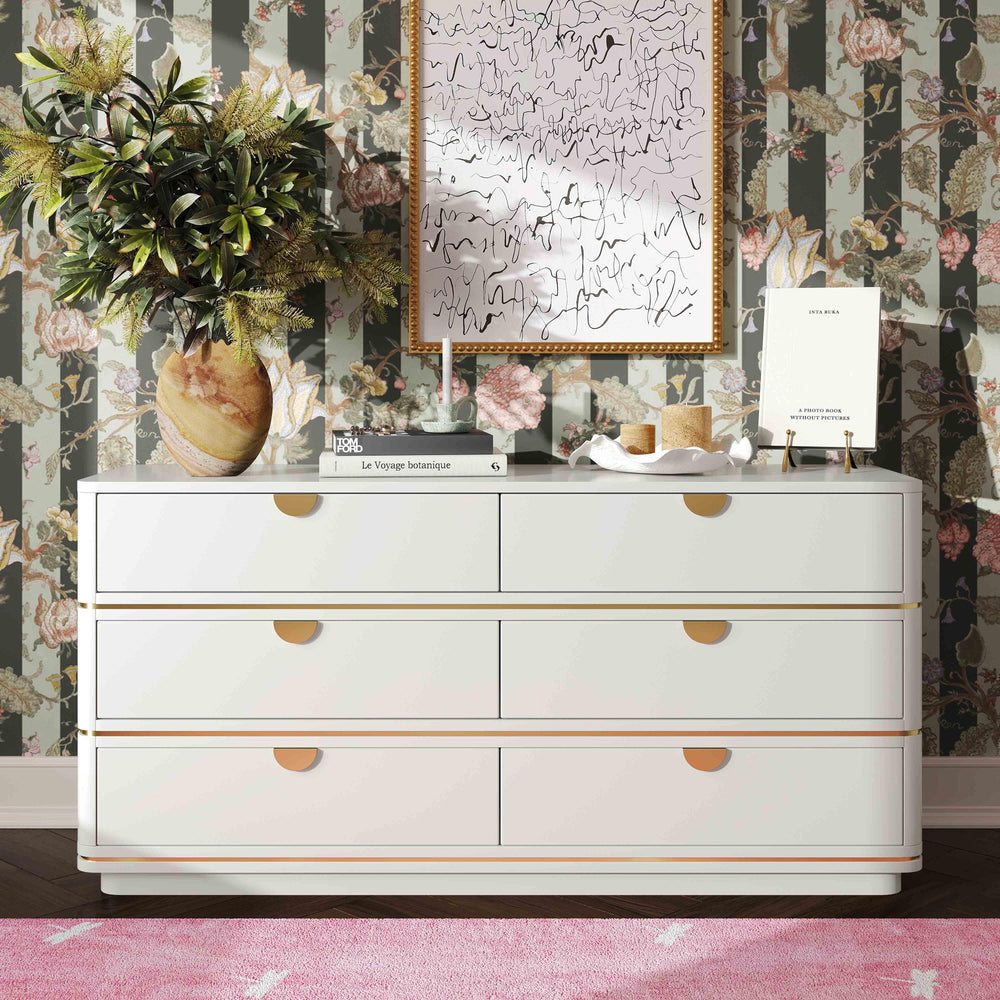 Julieta 62" Acacia Wood 6-Drawer Dresser