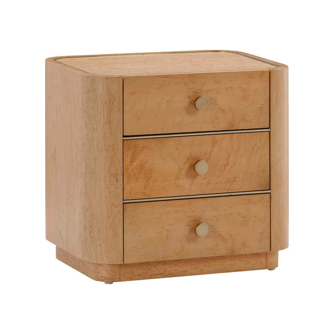 TOV Furniture Abigail 22" Natural Birdseye Maple 3-Drawer Nightstand