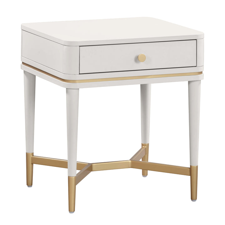 Julieta 19" Cream Acacia Wood Nightstand With Drawer