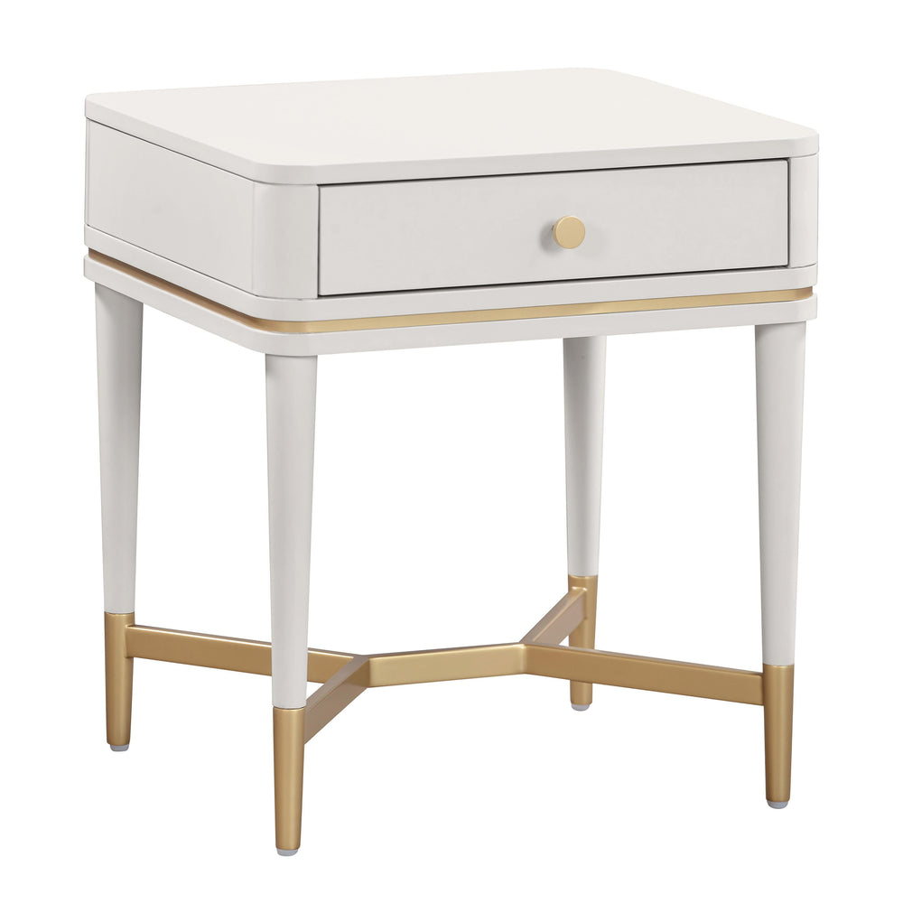 Julieta 19" Cream Acacia Wood Nightstand With Drawer