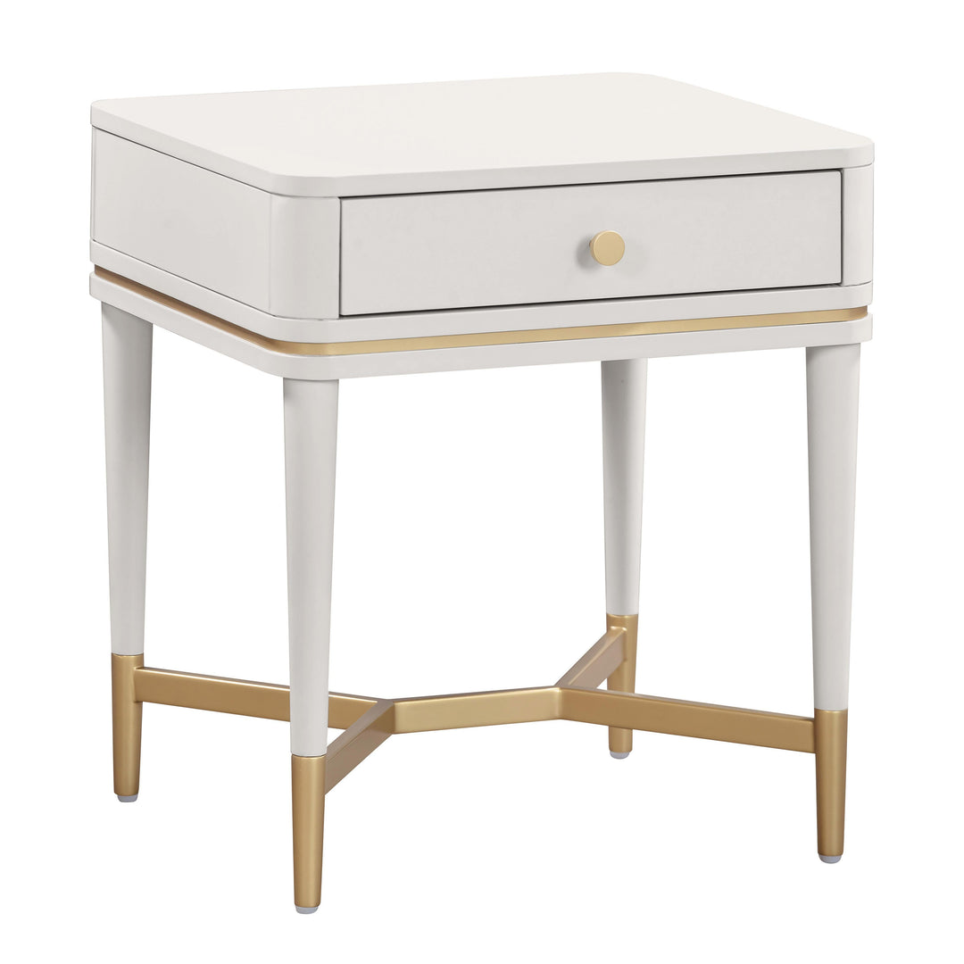 Julieta 19" Cream Acacia Wood Nightstand With Drawer