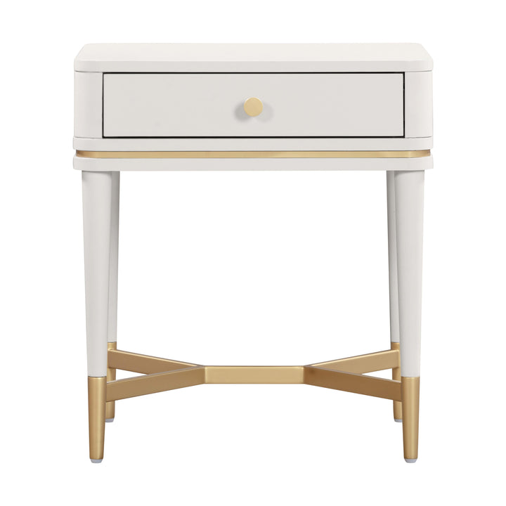 Julieta 19" Cream Acacia Wood Nightstand With Drawer