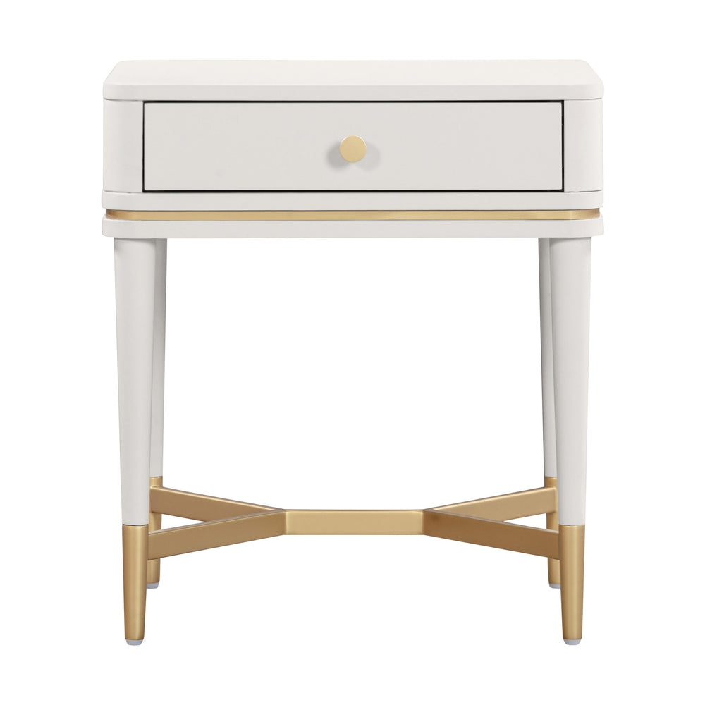 Julieta 19" Cream Acacia Wood Nightstand With Drawer