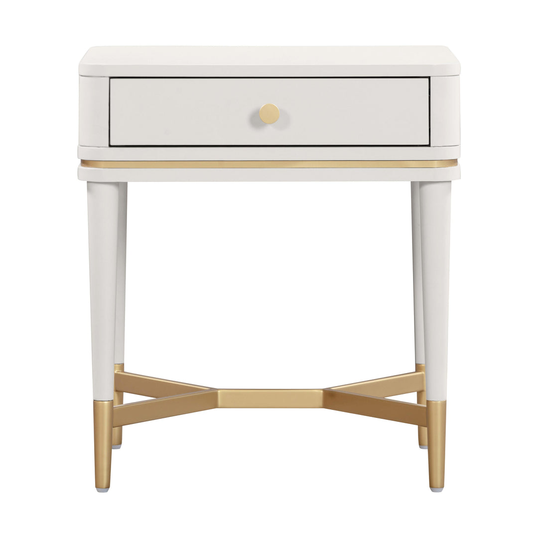 Julieta 19" Cream Acacia Wood Nightstand With Drawer