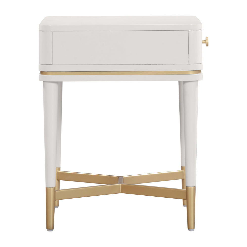 Julieta 19" Cream Acacia Wood Nightstand With Drawer