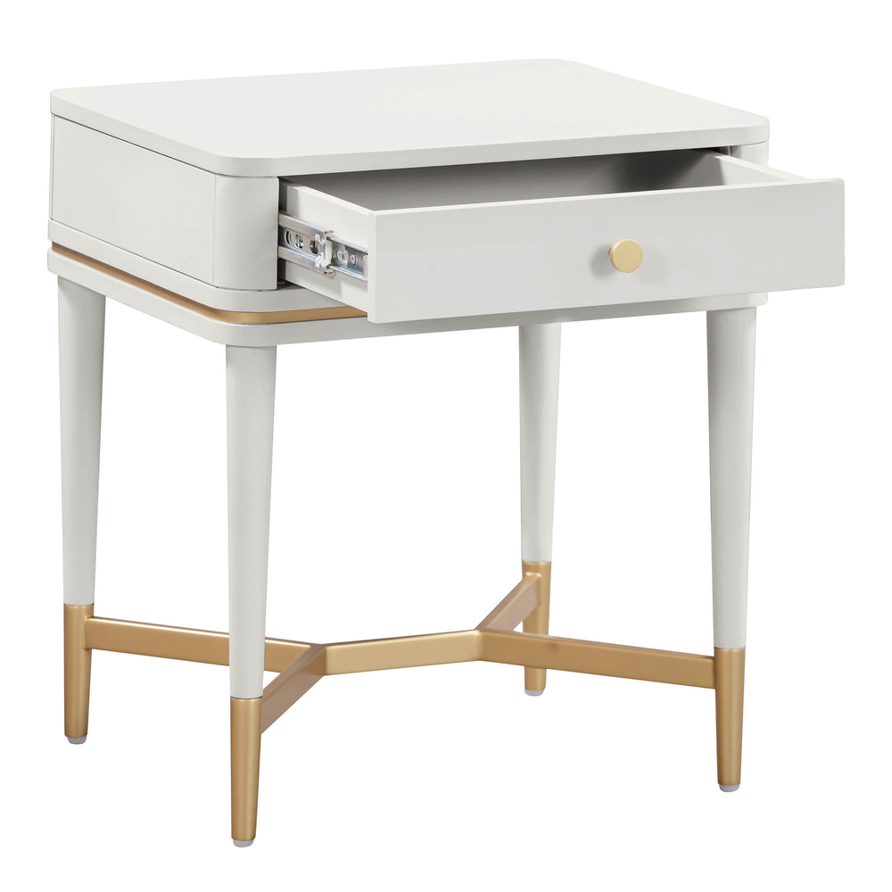Julieta 19" Cream Acacia Wood Nightstand With Drawer