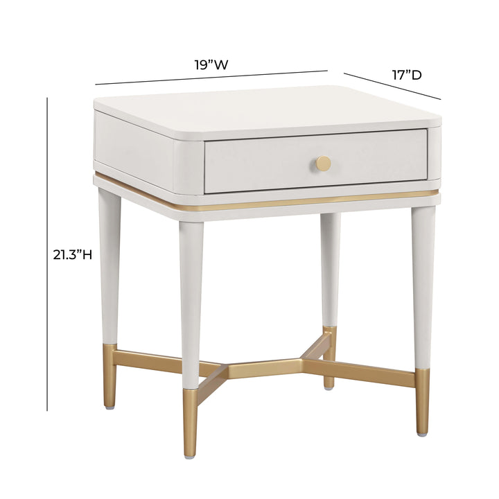 Julieta 19" Cream Acacia Wood Nightstand With Drawer