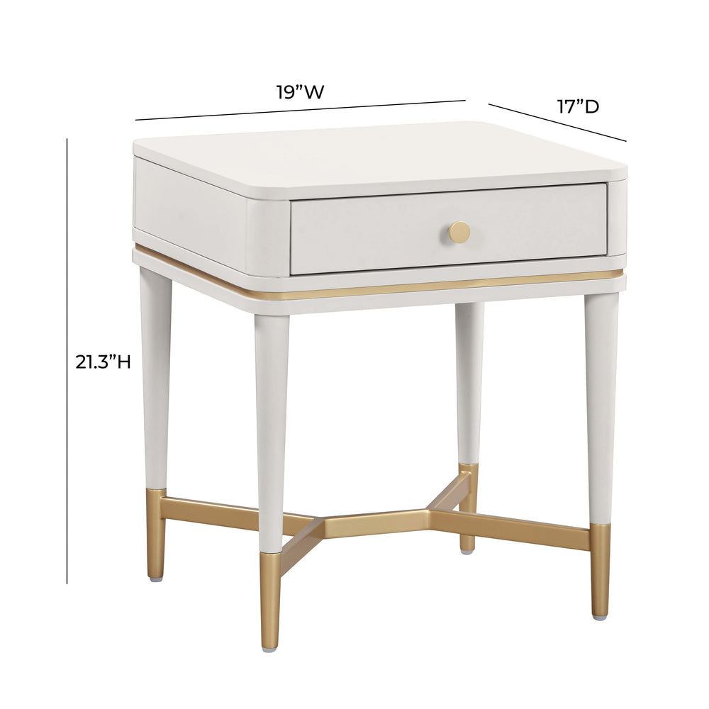 Julieta 19" Cream Acacia Wood Nightstand With Drawer