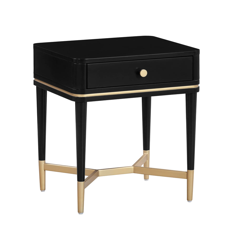 Julieta 19" Black Acacia Wood Nightstand With Drawer