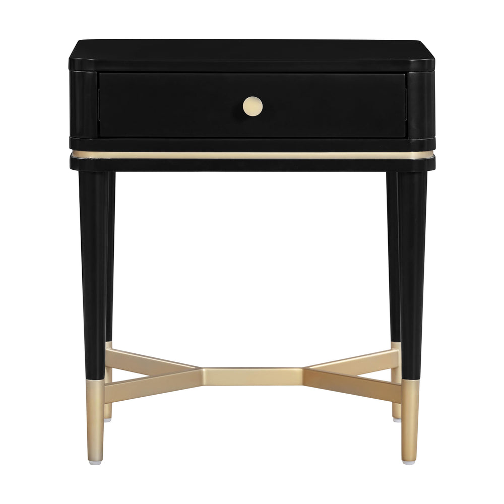 Julieta 19" Black Acacia Wood Nightstand With Drawer