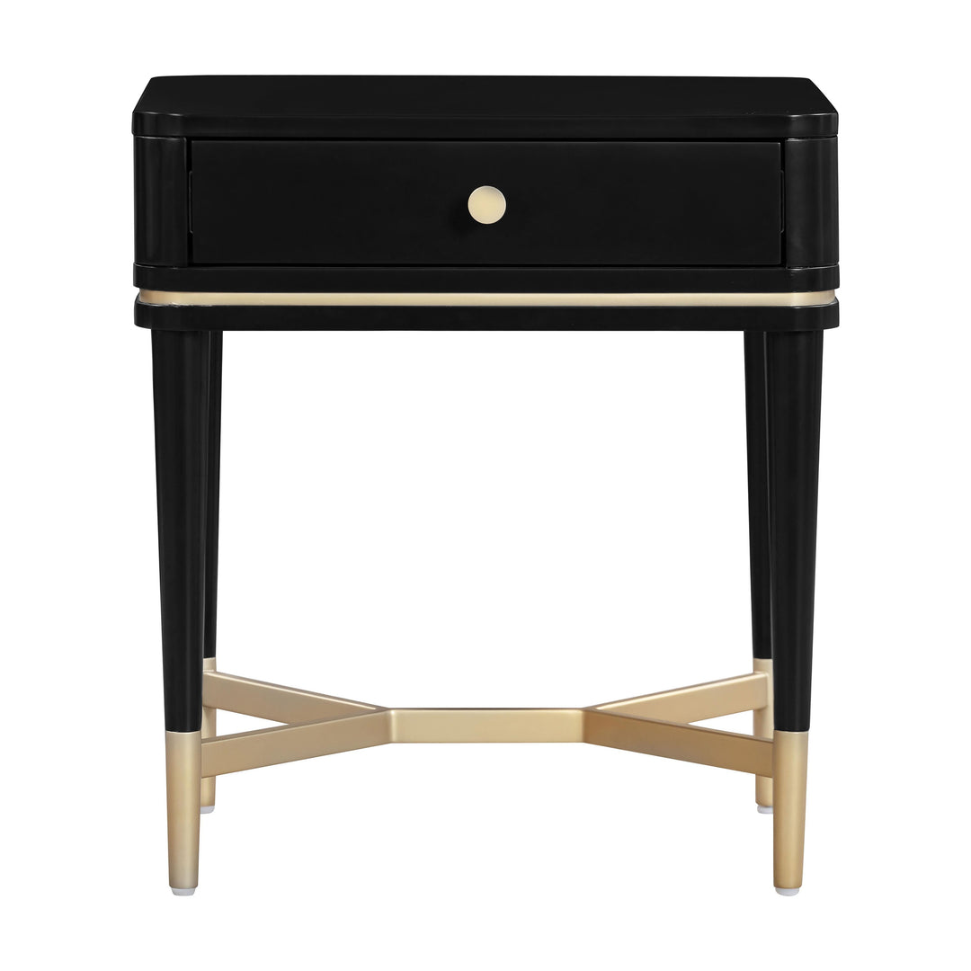 Julieta 19" Black Acacia Wood Nightstand With Drawer