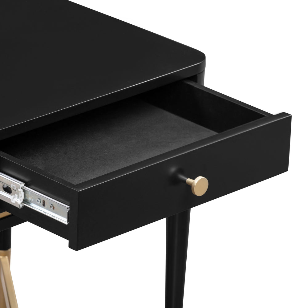 Julieta 19" Black Acacia Wood Nightstand With Drawer