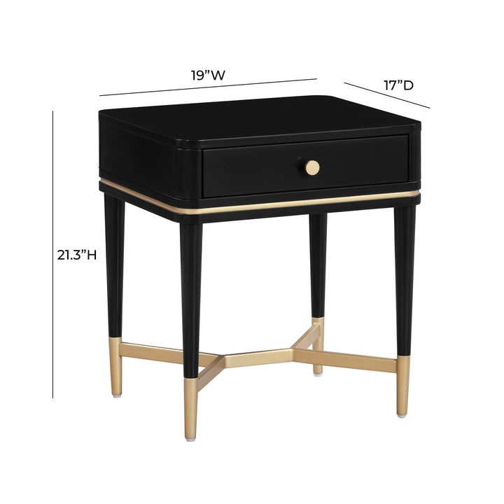 Julieta 19" Black Acacia Wood Nightstand With Drawer