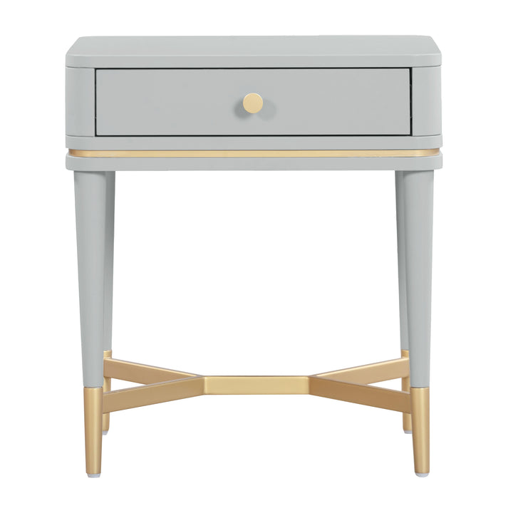 Julieta 19" Grey Acacia Wood Nightstand With Drawer