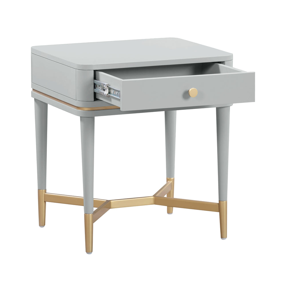 Julieta 19" Grey Acacia Wood Nightstand With Drawer