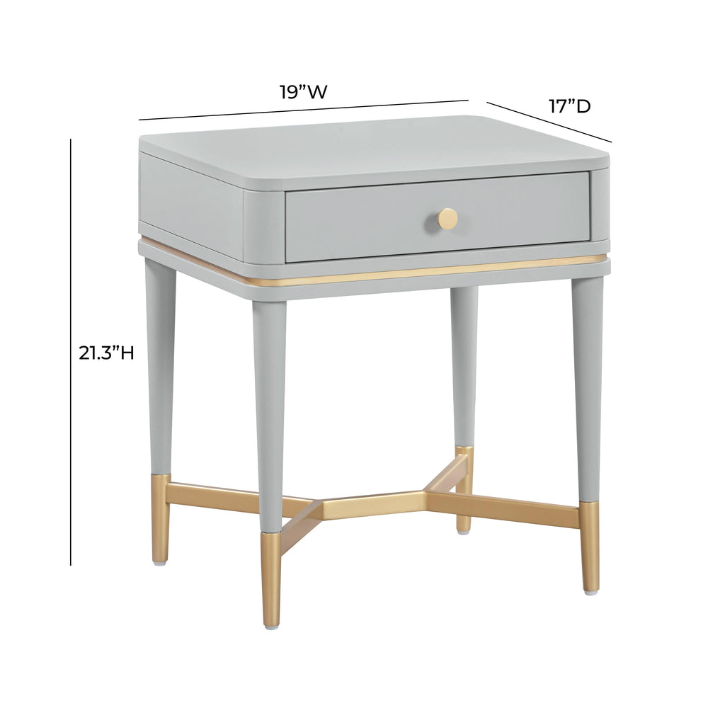 Julieta 19" Grey Acacia Wood Nightstand With Drawer