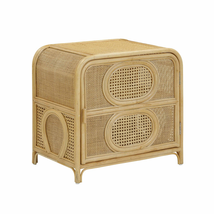 Tina 27" Natural Rattan Nightstand With Storage