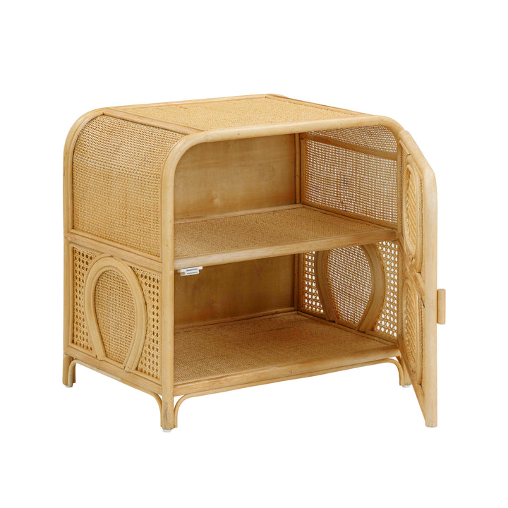 Tina 27" Natural Rattan Nightstand With Storage