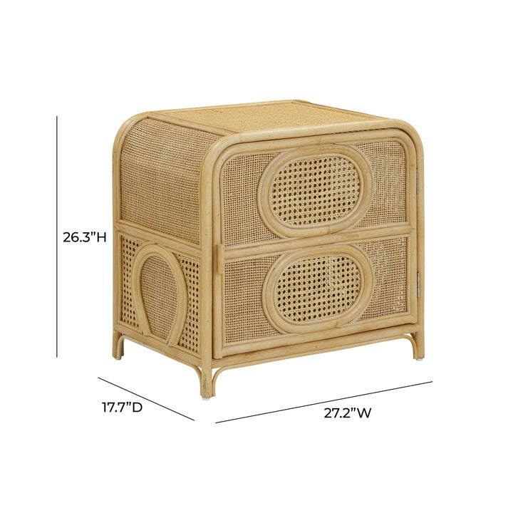 Tina 27" Natural Rattan Nightstand With Storage