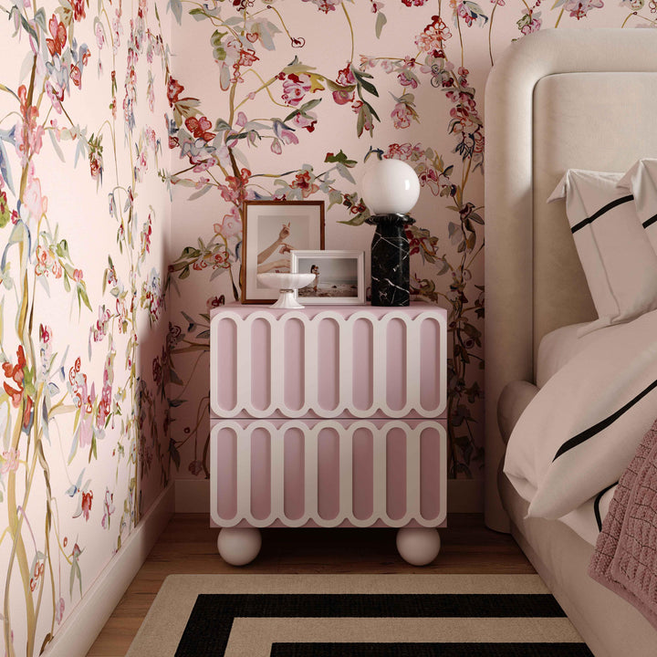 Tori 23" Mauve Motif 2-Drawer Nightstand