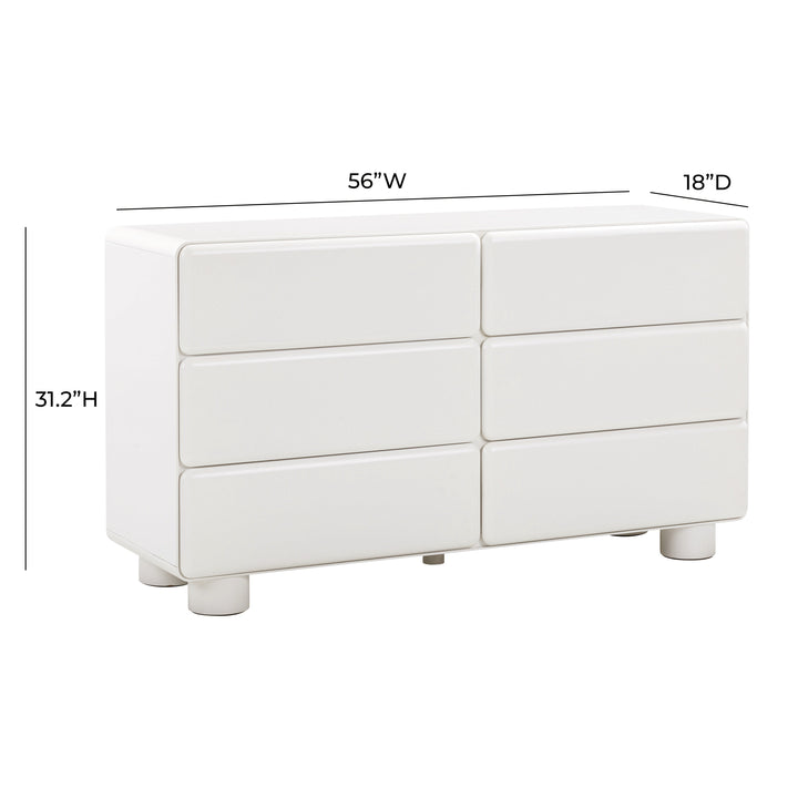 Tammy 56" White 6-Drawer Dresser