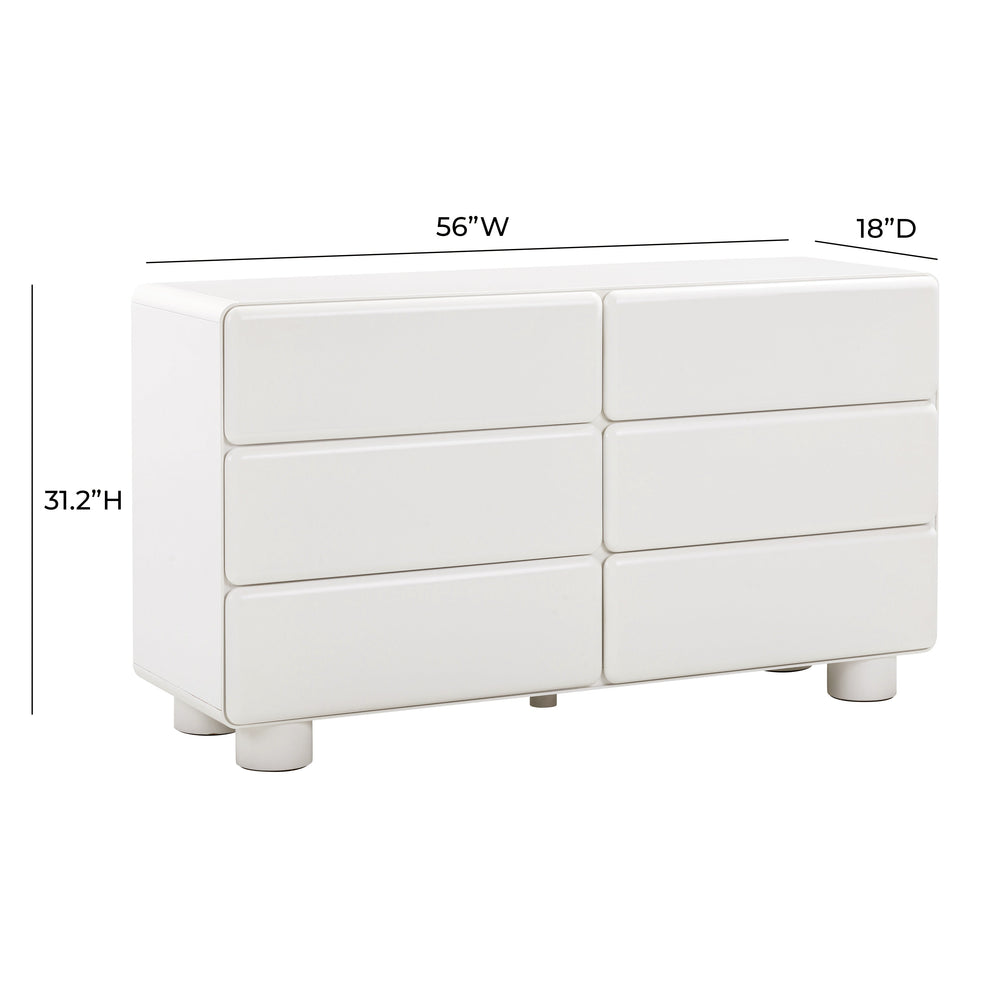 Tammy 56" White 6-Drawer Dresser