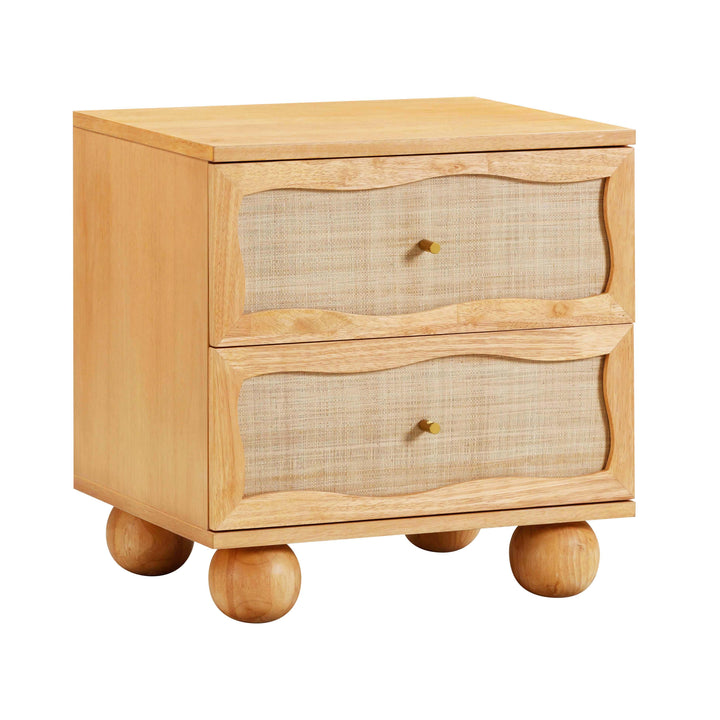 Grappa 22" Wood &amp;amp; Raffia Wavy 2-Drawer Nightstand