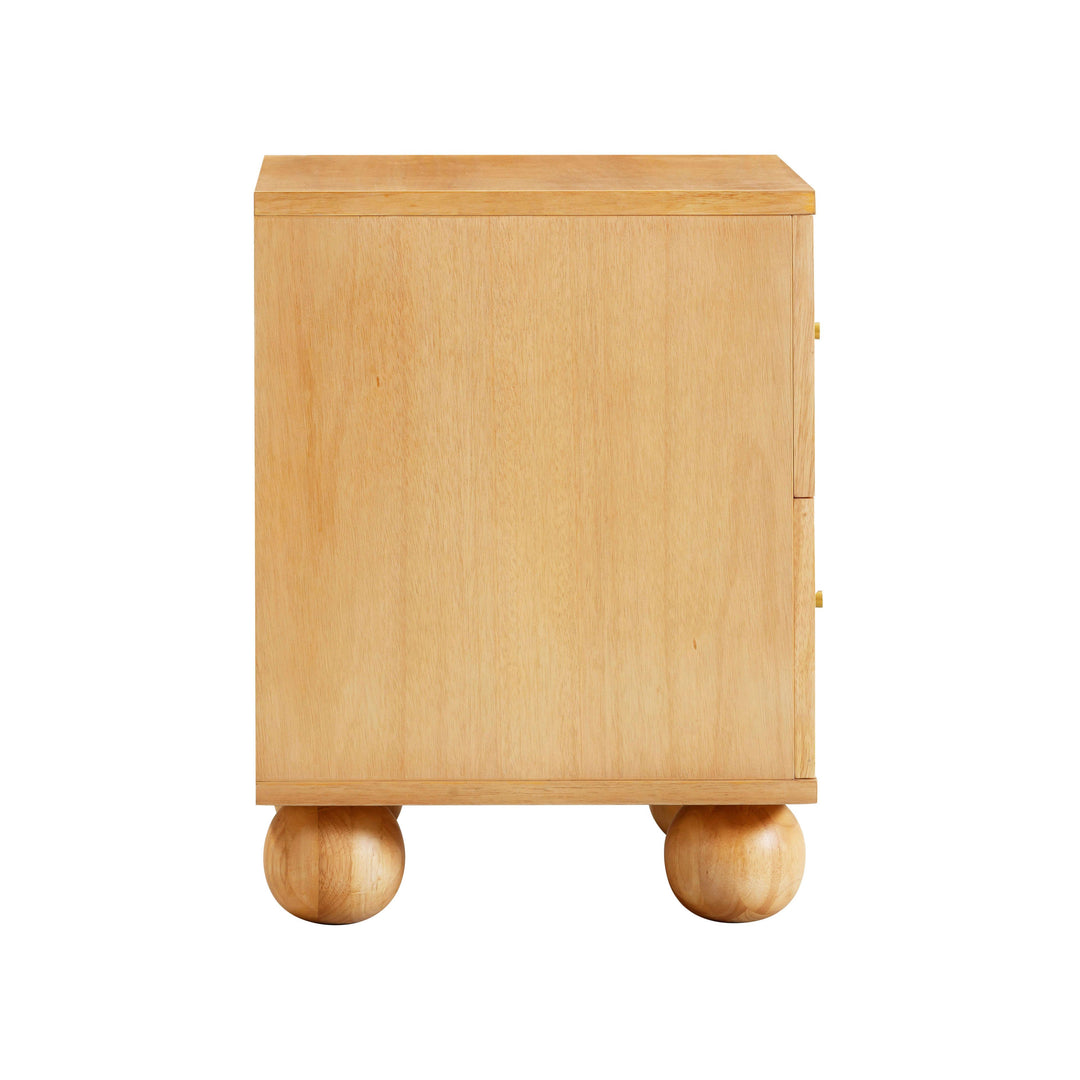 Grappa 22" Natural Wood &amp; Raffia Wavy 2-Drawer Nightstand
