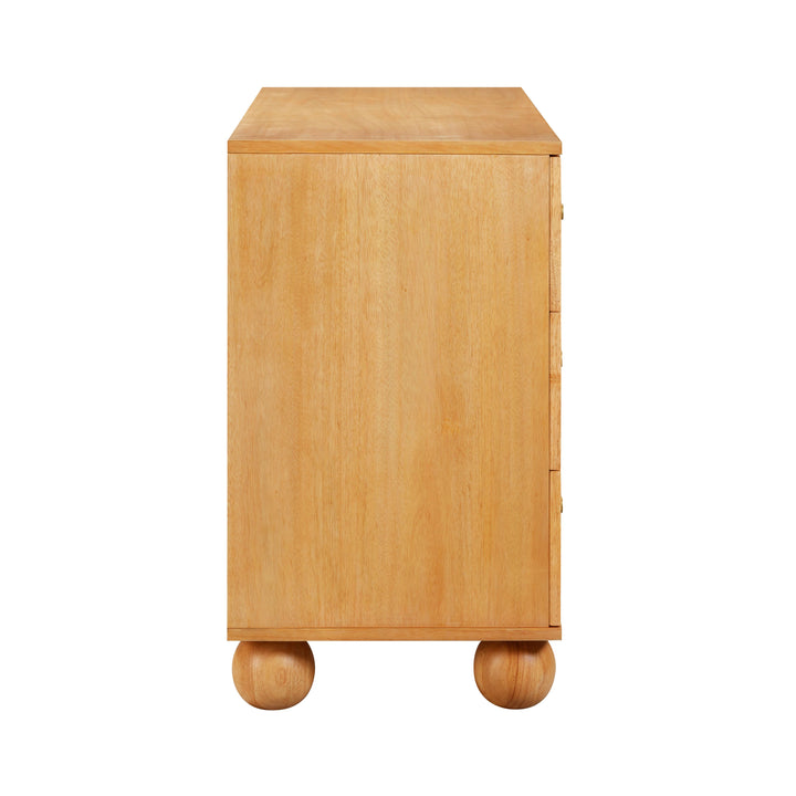 Grappa 62" Natural Wood &amp;amp; Raffia Wavy 6-Drawer Dresser