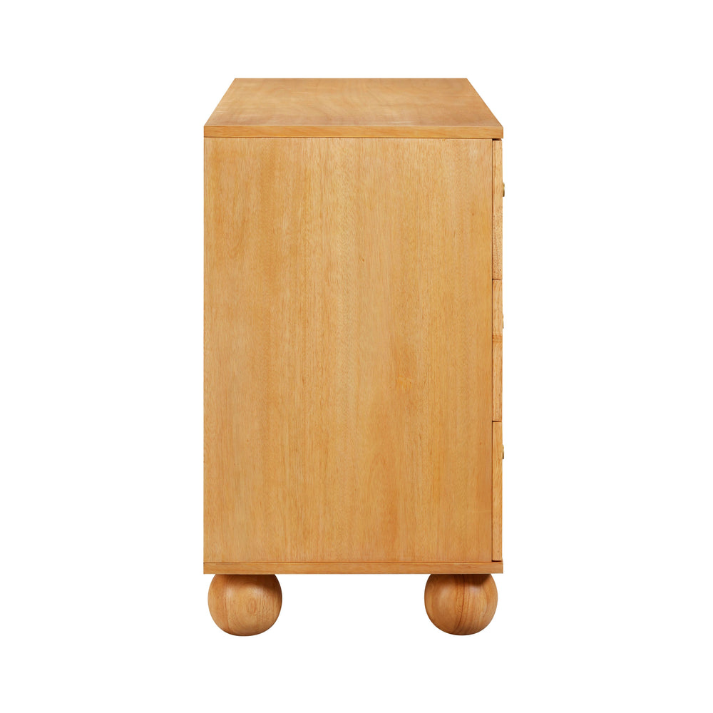 Grappa 62" Natural Wood &amp; Raffia Wavy 6-Drawer Dresser