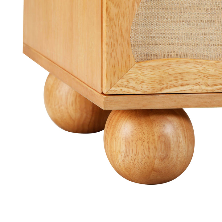 Grappa 62" Natural Wood &amp;amp; Raffia Wavy 6-Drawer Dresser