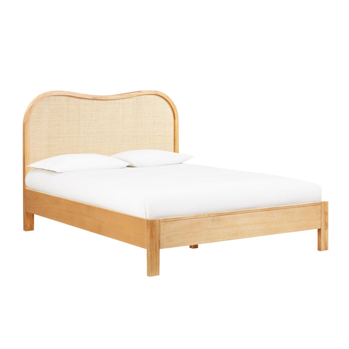 Grappa Natural Wood &amp;amp; Raffia Bed - Queen