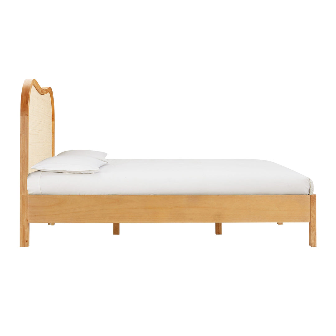 Grappa Natural Wood &amp; Raffia Bed - Queen