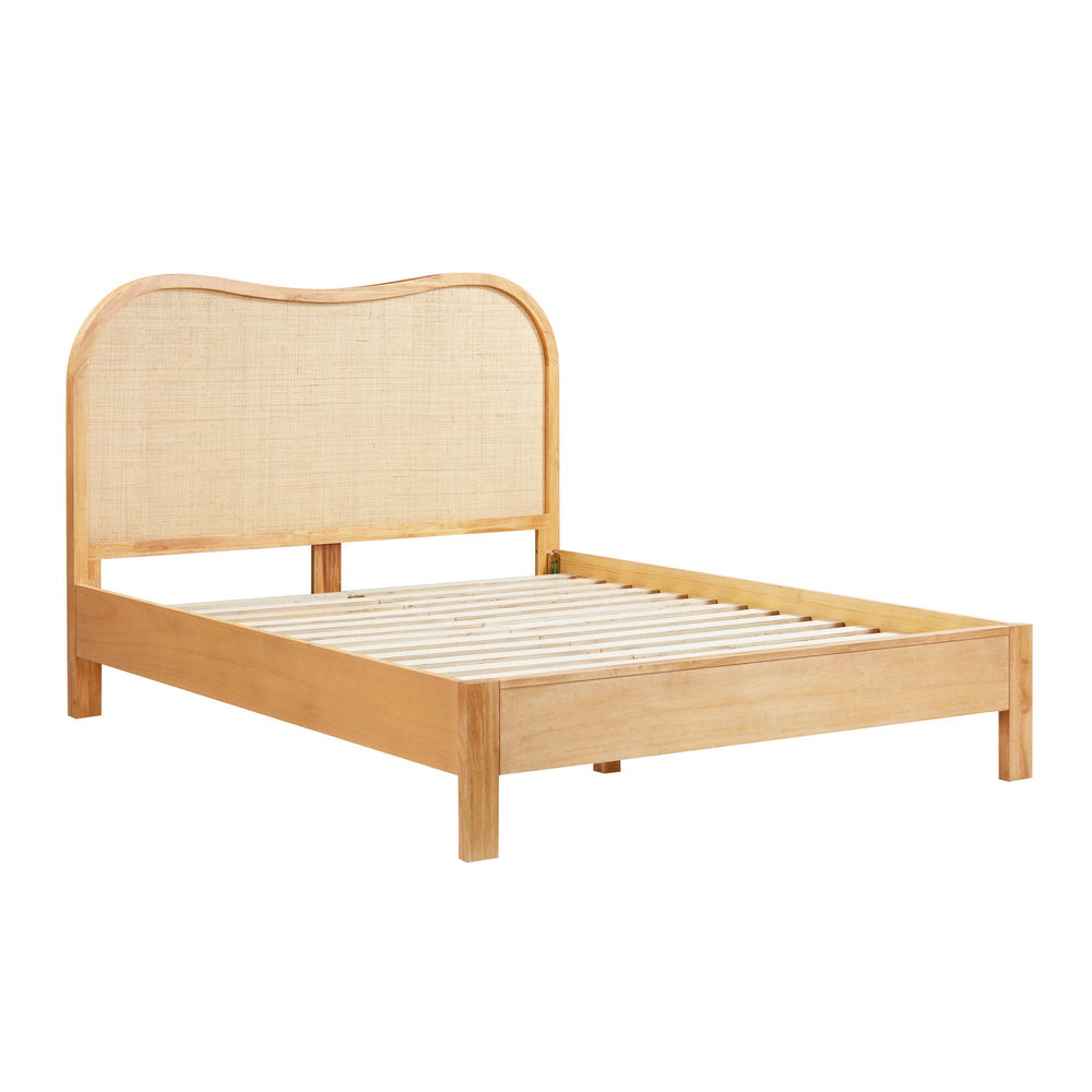 Grappa Natural Wood &amp; Raffia Bed