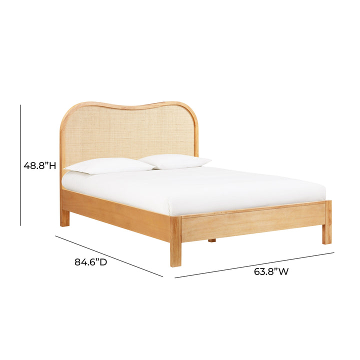 Grappa Natural Wood &amp;amp; Raffia Bed - Queen