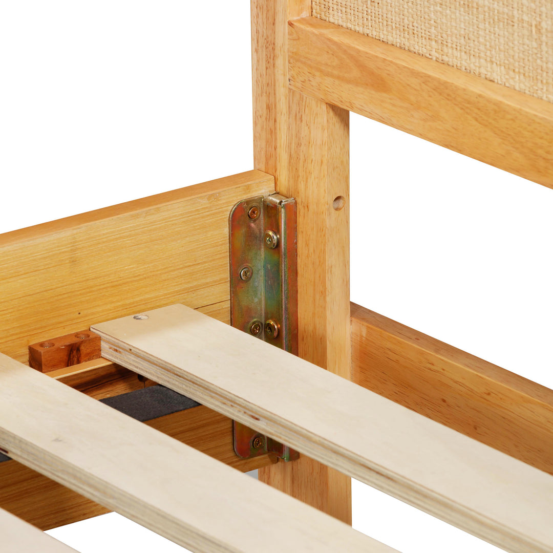 Grappa Natural Wood &amp; Raffia Bed - King