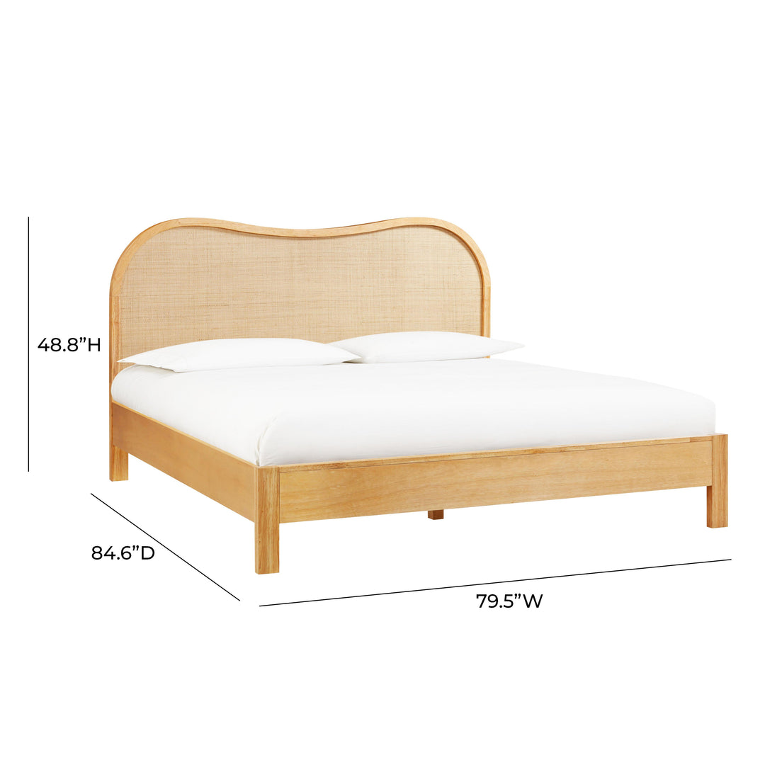 Grappa Natural Wood &amp; Raffia Bed - King