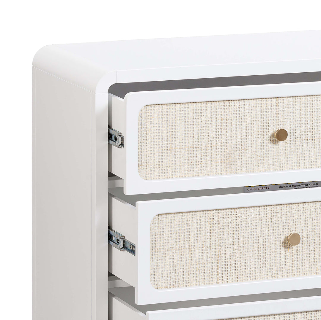 Patty 62" White Rattan 6-Drawer Dresser