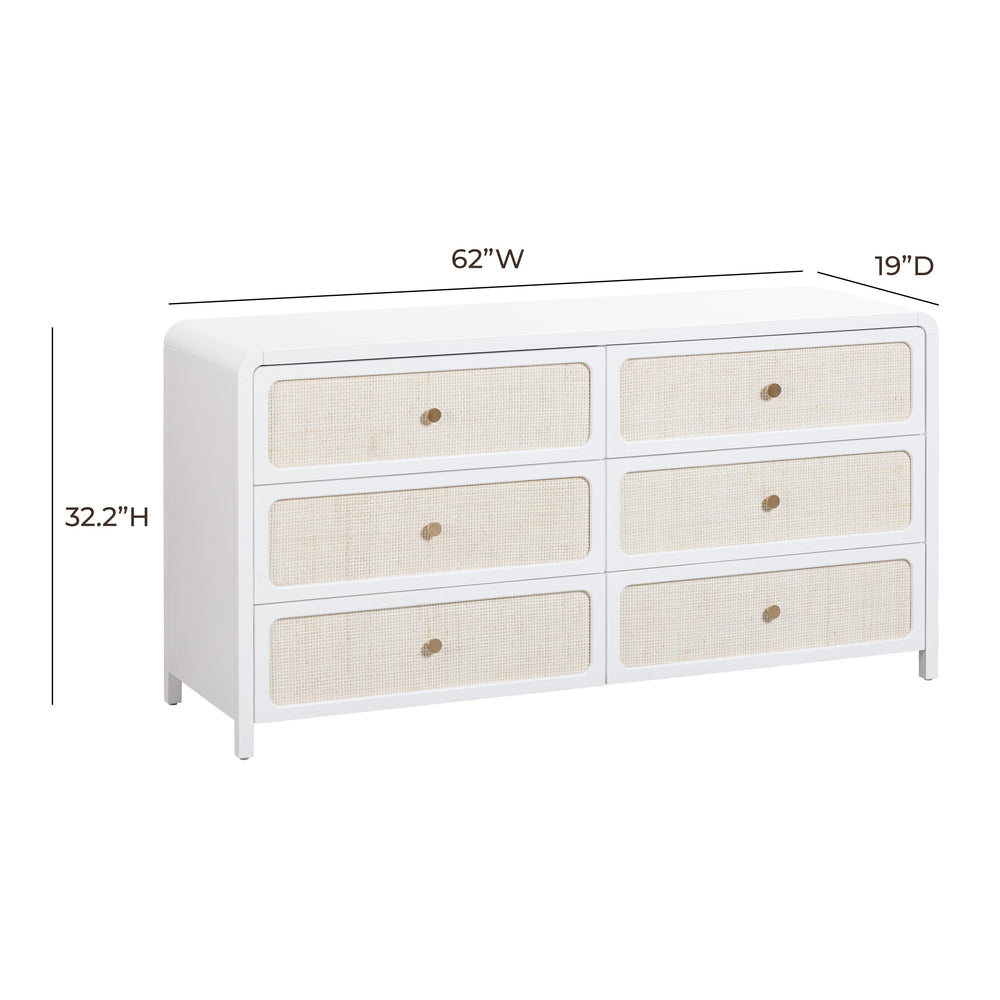 Patty 62" Rattan 6 Drawer Dresser
