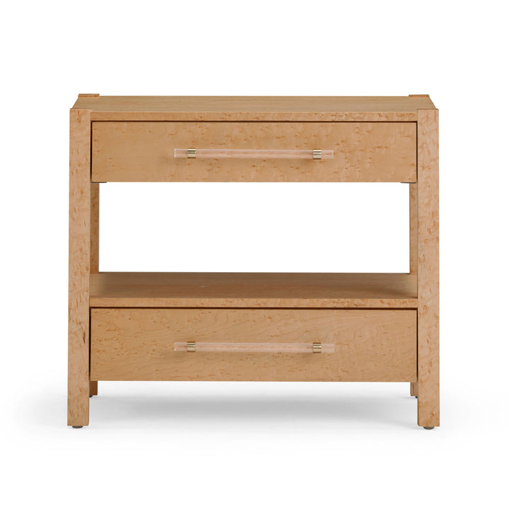 Brandyss 26" Birdseye Maple Burl 2-Drawer Nightstand
