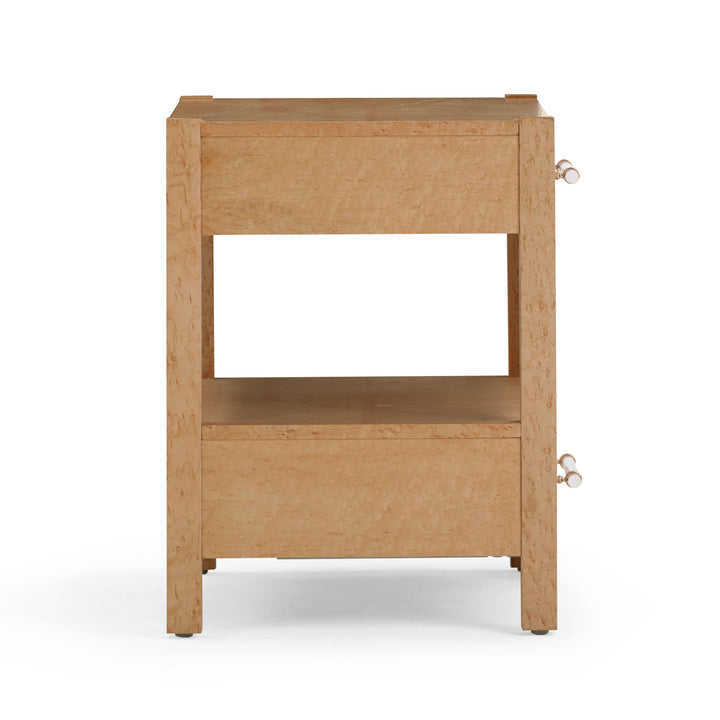 Brandyss 26" Birdseye Maple Burl 2-Drawer Nightstand