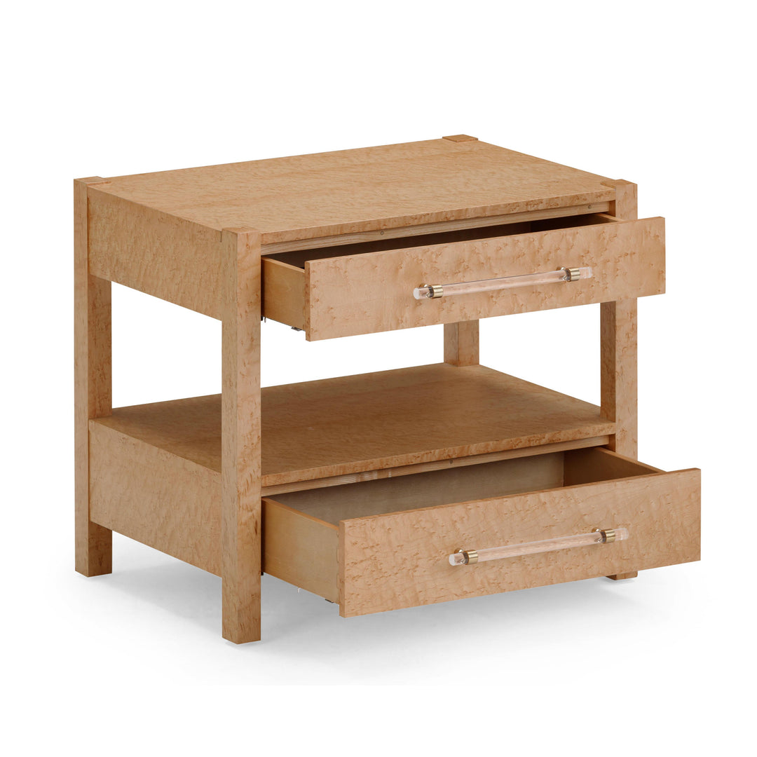 Brandyss 26" Birdseye Maple Burl 2-Drawer Nightstand